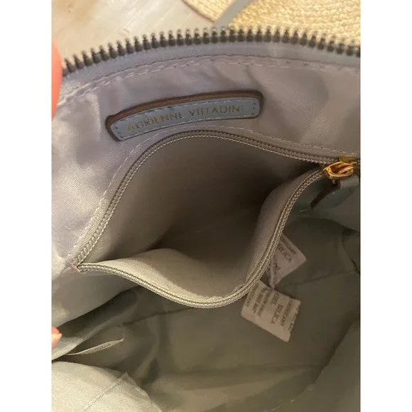 Adrienne Vittadini Two-Tone Light Gray Crossbody Bag with Dark Gray Trim - Picture 11 of 13